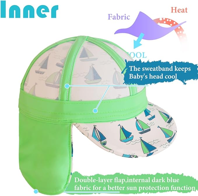 Gifts Treat Kids Legionnaires Hat, UPF 50+ Sun Protection Swim Cap Flap Hat for Kids, Quick Drying Sun Hat for Beach Seaside