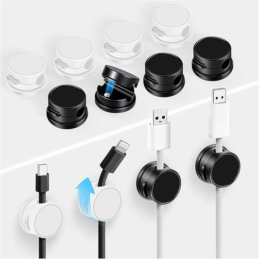 12 Pack Cord Organizer - Rotatable Magnetic Cable Clips Cord Holder, Adhesive Cable Organizer Phone Charger Wire Holders Cable Management Clips for Home Office Desk Nightstand (6 White + 6 Black)