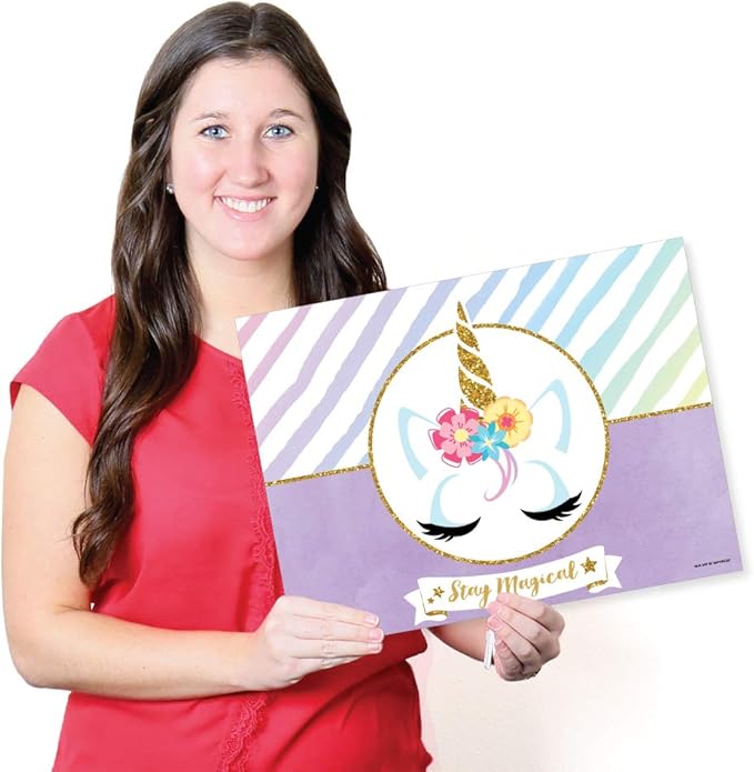 Big Dot of Happiness Rainbow Unicorn - Paper Magical Unicorn Birthday Party Coloring Sheets - Activity Placemats - Set of 16