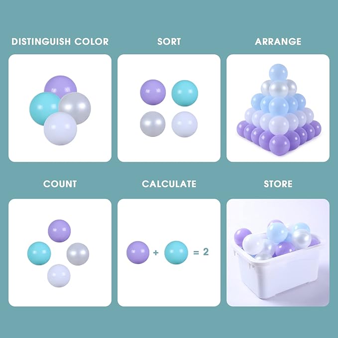 Ball Pit Balls Plastic Balls for Ball Pit Phathalate Free BPA Free Plastic Balls 100pcs 2.2" Set for Toddlers for Play Tent Tunnel