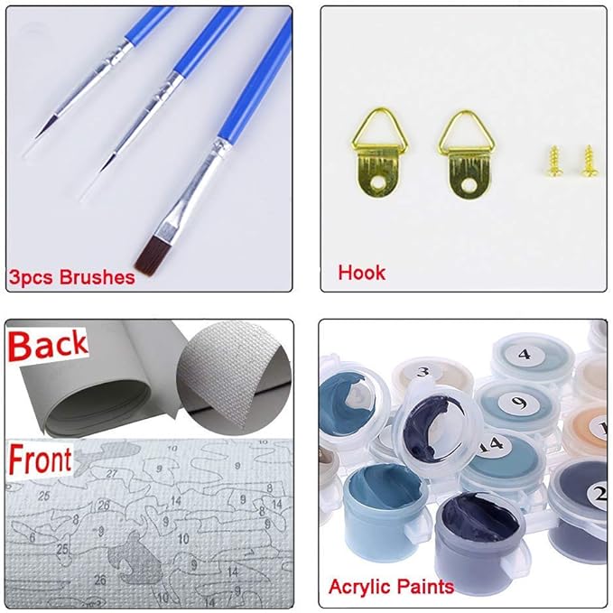 Elftoyer Paint by Numbers for Kids & Adults & Beginner, DIY Canvas Painting Gift Kits for Home Decoration - Colorful Dog 16 x 20 inch (Without Framed)