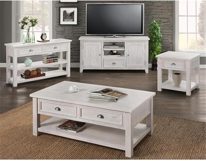 Martin Svensson Home Monterey Solid Wood End Table White with Grey Top