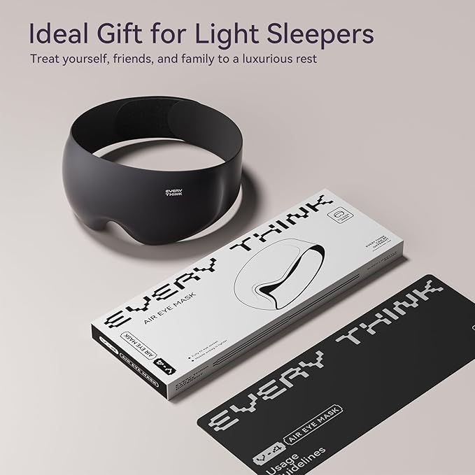EVERY THINK Ultimate Comfort Sleep Mask for Side Sleepers - 3D Zero Pressure & 100% Light Blocking Eye Mask for Sleeping, Adjustable & Breathable for Women Men, Travel Essentials (Black)