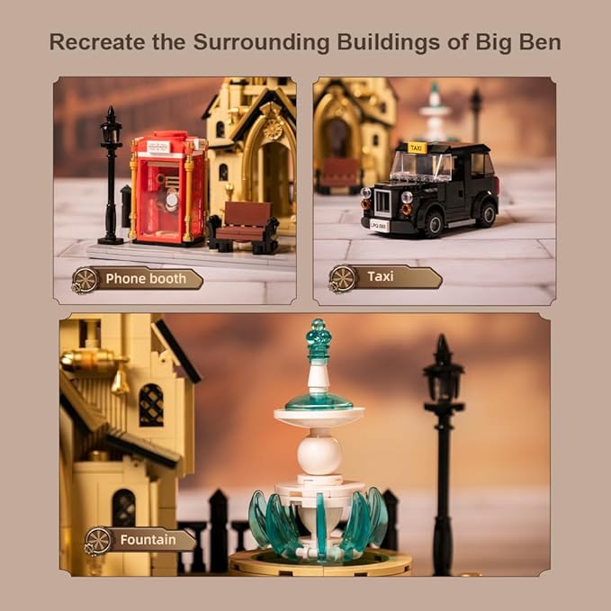 BRICKKK Architecture Big Ben Building Set - Steampunk Clock Tower Construction Kit for Adults and Teens, Famous Landmarks London Model, Collectible Building Bricks Toys