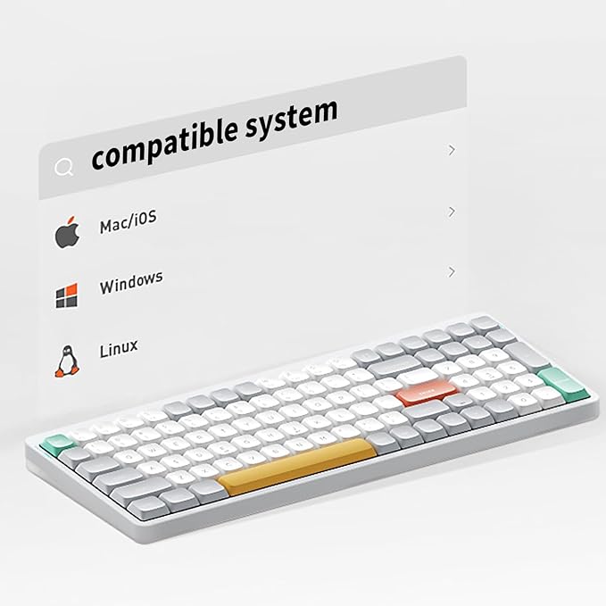 nuphy Air96 V2 Wireless Mechanical Keyboard,100 Keys RGB Backlit Keyboard,Supports Bluetooth 5.1,2.4G and Wired Connection,for PC/Laptop/Windows/Mac -White Gateron Aloe Switch