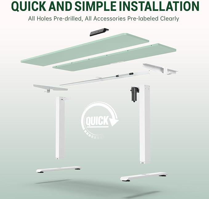 Veken 55 Inch Large Electric Standing Desk, 4 Memory Heights Adjustable,Sit to Stand Up, Work Home Office Computer Table for Study, Walking Pad, Writing, and Games, Wooden Desktop Desks, Green