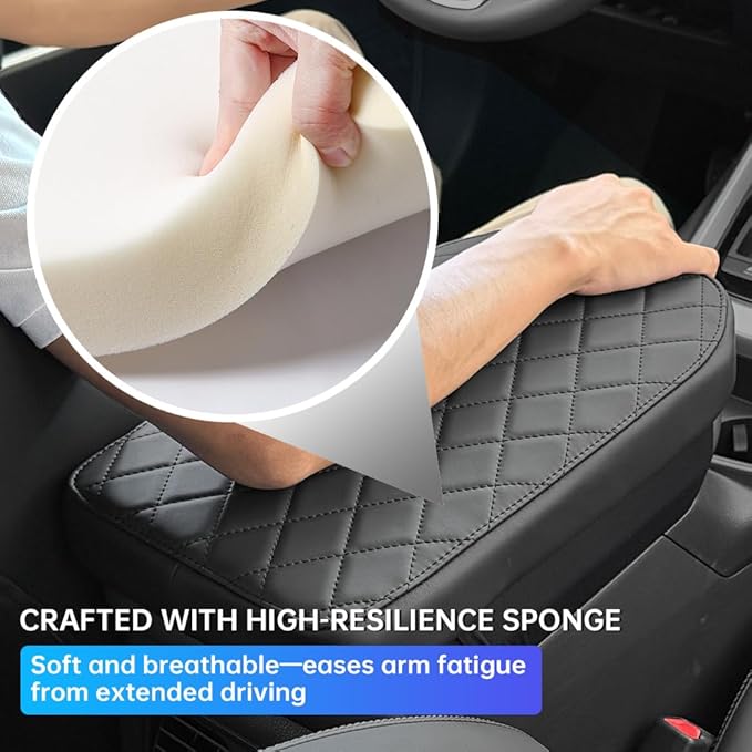 POKSRI Car Center Console Cover pad for Toyota RAV4(2019-2026). Arm Fatigue Relief, armrest Cushion Protect Original Leather from pet Claws, Waterproof Leather&Sponge, Interior Accessories, Black.