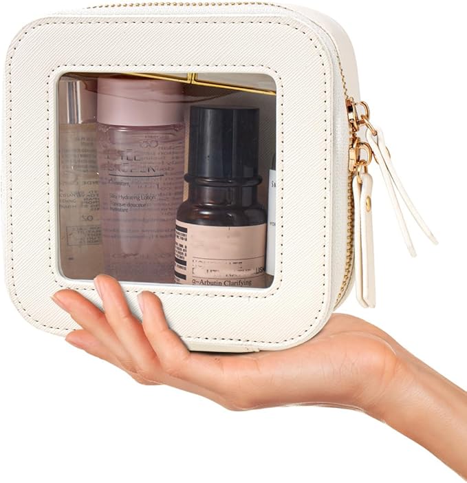 FFpaw Travel Clear Makeup Bag Set, TSA Approved Cosmetic Bag Case with Zipper Portable Makeup Pouch Toiletry Bag Women Traveling Cosmetic Organizer Storage Bag Car Organizer Car Essentials for Women