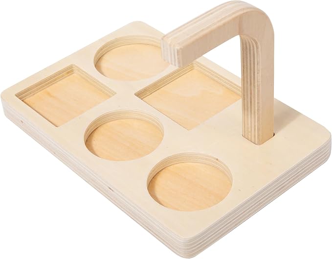Adena Montessori Wooden Stacking and Sorting Ring,Wooden Rings on Peg,Colorful 5 Shapes on Curved Peg Horizontal Dowel Variation,Fine Motor Skills Development Toys for 1 2 3 Years Old Toddlers