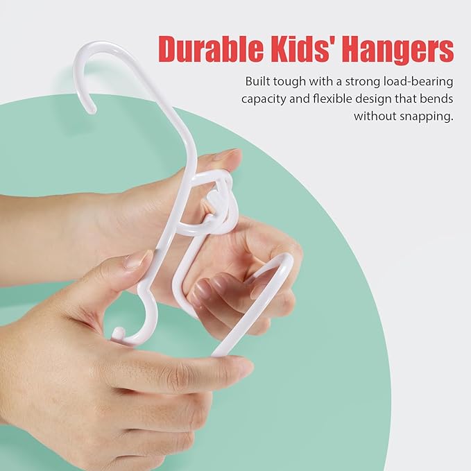 Kids Hangers,Stackable Baby Hangers 100 Pack,Ultra Thin Kid Hangers for Space Saving, Durable Baby Clothes Hangers for Kid Kids Toddler Child Children,Windproof Toddler Hangers White