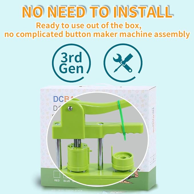 Button Maker Machine, (3rd Gen) Installation-Free 25mm(1 in) DIY Pin Button Maker Press Machine Kit, Badge Punch Press Machine with Free 500pcs Button Parts&Pictures&Circle Cutter&Magic Book