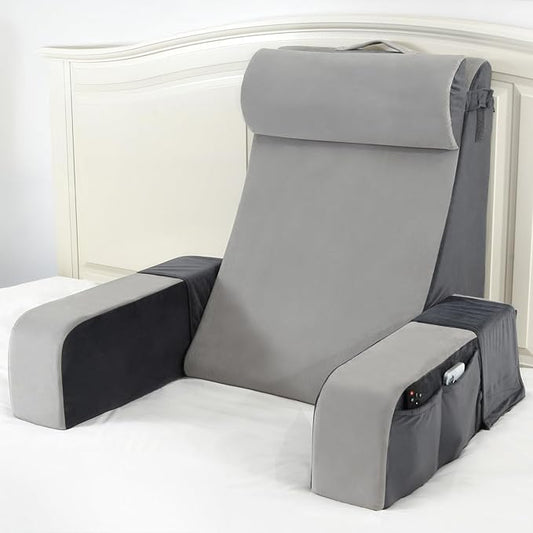 Vekkia 25" Extra-Large Adjustable Reading Pillow – 60° Ergonomic Wedge Backrest, 2 Large Side Pockets, Perfect for Tall Adults, Reading, TV, Gaming, Work, Nursing, Recovery