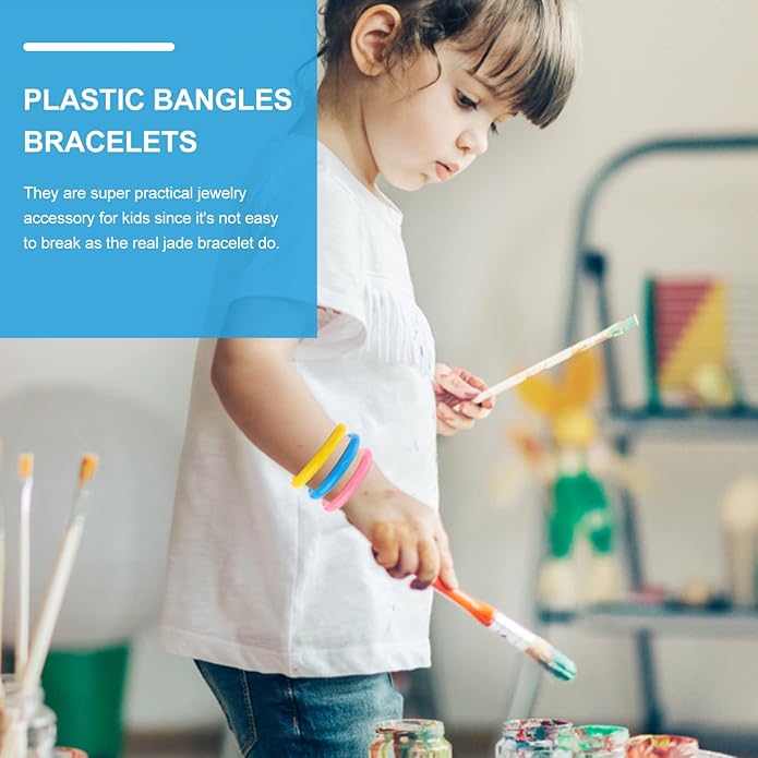 BESTOYARD 6pcs Plastic Bangle Bracelets Candy Color Bracelet Halloween Party Supplies Party Favors Pack for Home Birthday Party (Random Color)