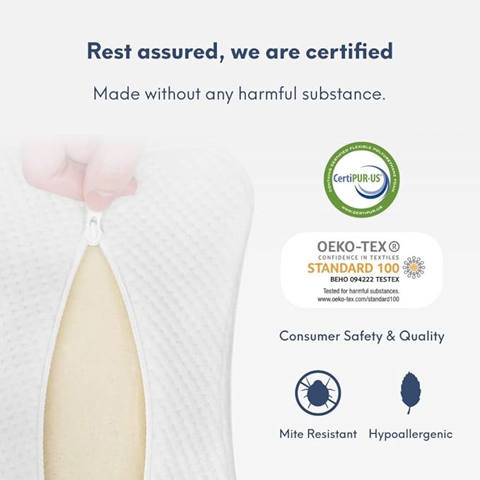 Cushion Lab Extra Dense Orthopedic Knee Pillow for Back Pain Relief, Leg Pain, Hip, Pregnancy, Sciatica & Joint Pain - Memory Foam Wedge Pillow Contour
