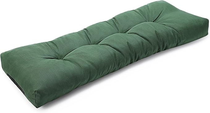 SUNROX LokGrip Non Slip Tufted Memory Foam Bench Cushion, FadeShield Water Resistant Durable Thicken Outdoor/Indoor Bench Seat Pads 59x16x4 inch, Heather Fern
