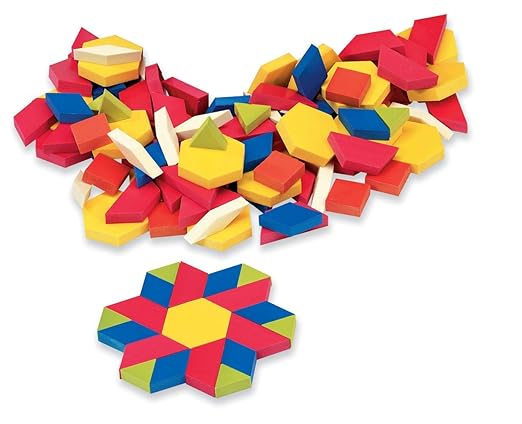 hand2mind Foam Pattern Blocks, Geometric Shapes for Kids, Pattern Play, Toddler Pattern Blocks, Learning Shapes for Kindergarten, 3D Shapes Manipulatives, Sorting Math Blocks (Set of 1,250)