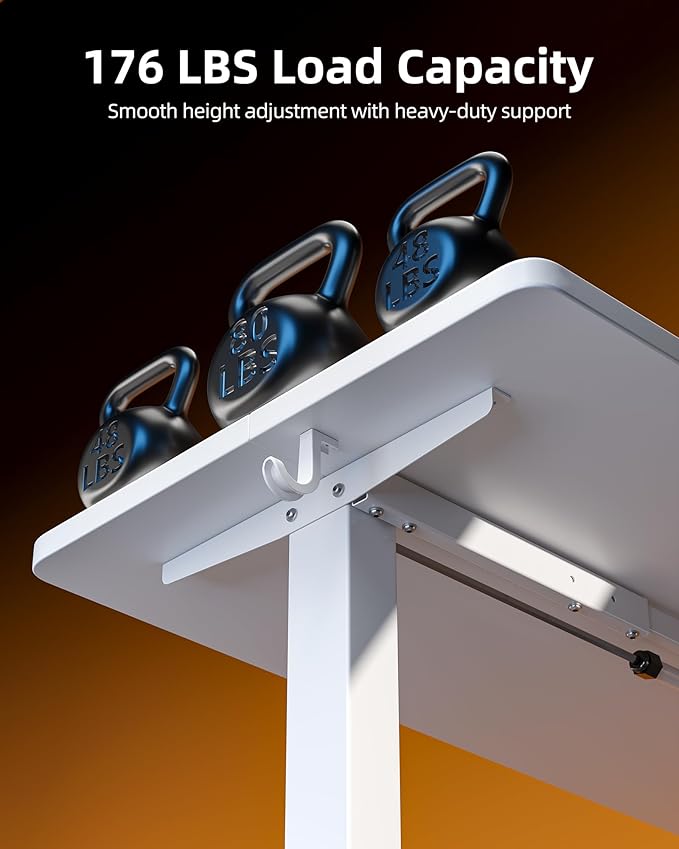 TIQLAB Electric Standing Desk, Adjustable Height Stand up Desk, 55 * 24 Inches Sit Stand Home Office Table with Splice Board, White