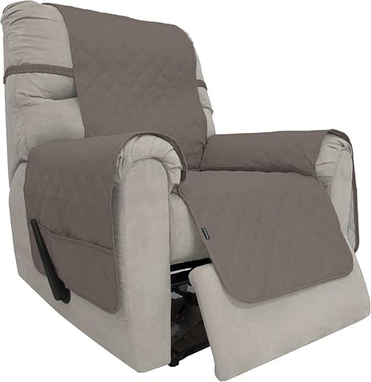 Easy-Going Sofa Slipcover Waterproof Recliner Chair Cover Non-Slip Fabric Couch Cover for Living Room Washable Furniture Protector for Pets Kids Children Dog Cat (Recliner, Taupe)