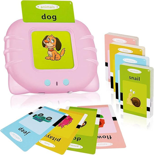 Talking Flash Cards with 224 Sight Words, Montessori Educational Learning Interactive Toddler Toys, Speech Therapy and Autism Sensory Toys, Pink