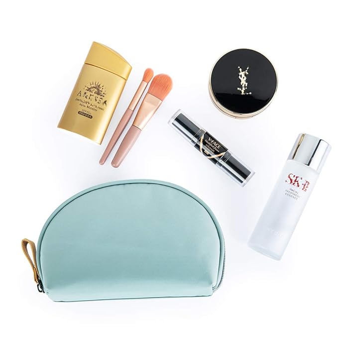 Hekyip Half Moon Cosmetic Beauty Bag for Purse Travel Handy Makeup Pouch for Women Girls (Mint)