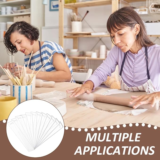 BENECREAT 12Pcs 6 Size Acrylic Polymer Clay Depth Guide Set, 2,3,4,5,6,7mmAdjustable Clay Rolling Pin Guide with Protective Film for Polymer Earrings, Roller Depth Guides