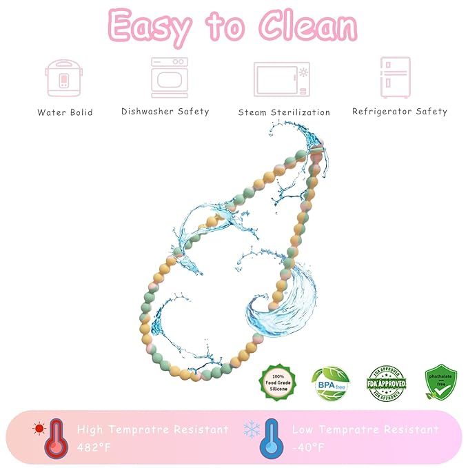 Teething Necklace for Baby,Chewing Necklace for Kids Sensory,Sensory Chew Necklaces for People with Autism, ADHD, and Fidgeting,Chew Necklaces for Sensory Kids,Teething Necklace for Mom