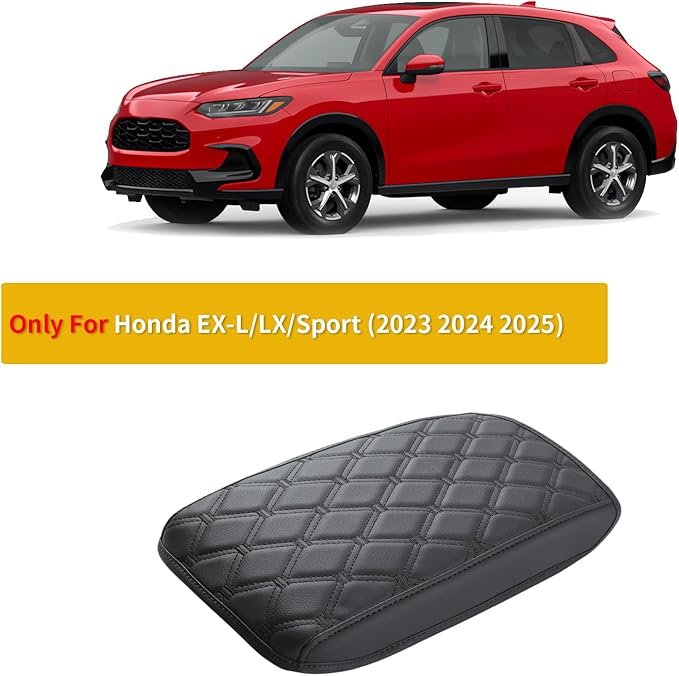 GIANT PANDA Custom Fit Center Console Armrest Cover for Honda HRV 2023 2024 2025 2026,Waterproof Faux Leather Middle Console Cover Arm Rest Lid Cover - Full Protection - Black