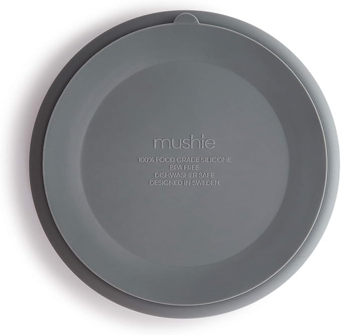 mushie Silicone Suction Plate | BPA-Free Non-Slip Design (Stone)