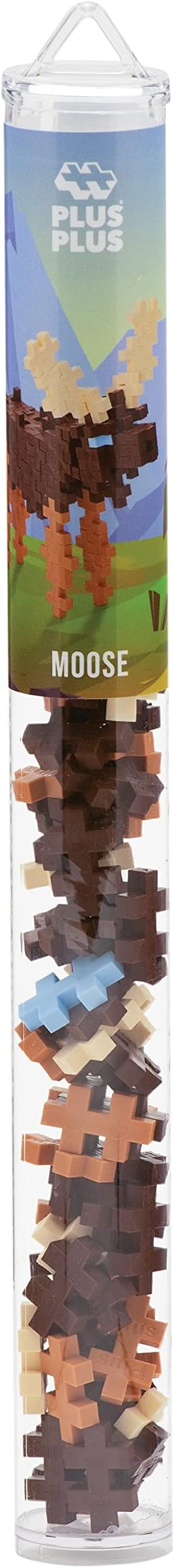 Plus Plus 3D Animal Figurine Building Block Set, 70 Mini Interlocking Puzzle Pieces, Fun STEM Toys for Kids - Moose Mini Maker Tube