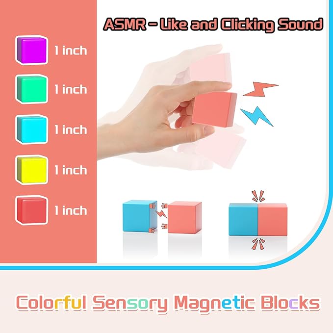 50 PCS Magnetic Block, 1 Inch Toddler Magnetic Building Cubes, Montessori Toys for Kids 3+, STEM Sensory Autism Magnetic Toys, Christmas Birthday Gift for Boys and Girls