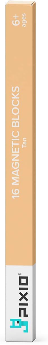 PIXIO-16 Tan Color Series Magnetic Blocks Building Set 16pcs with Free App, Stress Relief Building Blocks, Magnets for Kids, Pixel Art Desk Toy, Fidget Toys