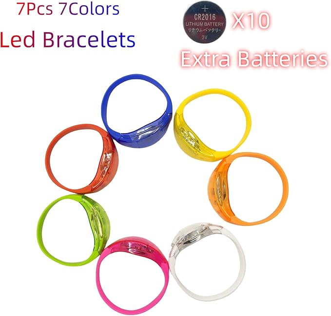 Glow in the Dark Bracelets - Music & Sound Activated Glow Bracelets for Kids & Adults with Flashing LED Strobe, Perfect Party Favors for Birthdays, Concerts, and Glow in the Dark Themed Parties 7Pcs