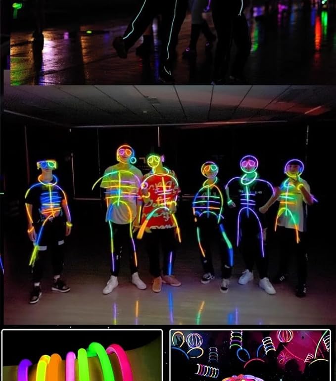 394 Pcs Glow in the Dark Party Supplies for 16 Kids Adults, Light Up Party Favors,150 Glow Sticks Bulk Party Pack (for Glow Glasses,Earring,Bunny Ear Headband,Bracelets, Necklaces), Glow Party Favors