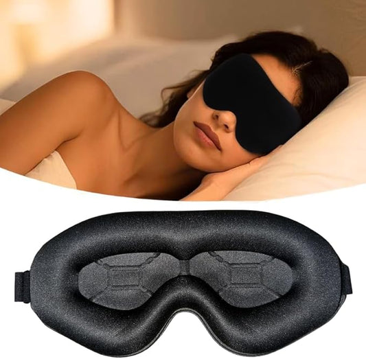 BEARWING 100% Light Blocking Sleep Mask, Only 0.73oz Light Comfortable 3D Contoured Memory Foam, Blink Freely Eye Masks for Sleep, Travel, Nap, for Men Women Side Sleeper, Black