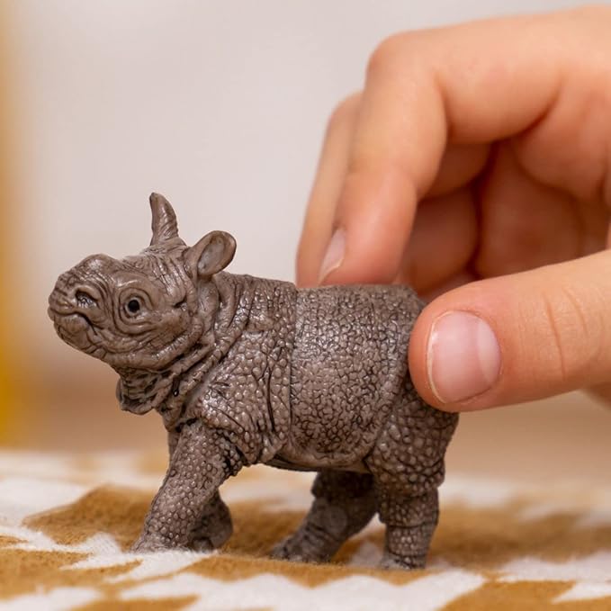 Schleich Wild Life Realistic Baby Indian Rhinoceros Figurine - Authentic and Highly Detailed Wild Animal Toy, Durable for Education and Fun Play for Kids, Perfect for Boys and Girls, Ages 3+