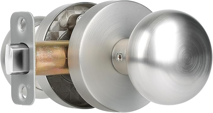 Passage Interior Door Knobs, Satin Nickel Door Knob for Hall and Kitchen, No-Locking Vintage Round Design Door Handle, Zinc Alloy 1 Pack