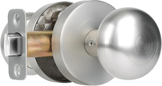 Passage Interior Door Knobs, Satin Nickel Door Knob for Hall and Kitchen, No-Locking Vintage Round Design Door Handle, Zinc Alloy 1 Pack