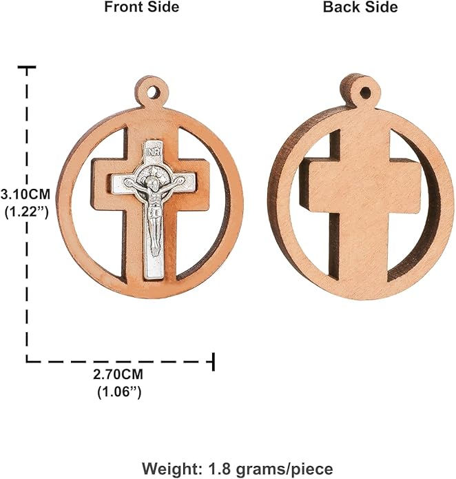 COTTVOTT Wooden Christian Jesus Cross/Orthodox Crucifix Charms Pendants for Rosary Necklace, DIY Jewelry Making Accessories Parts