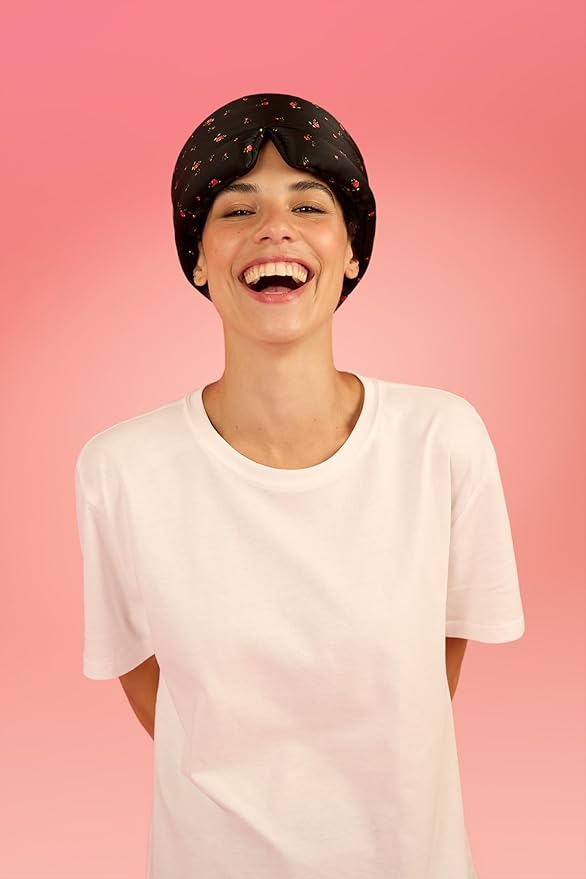 Glow People Silk Sleep Mask – 100% Mulberry Silk Eye Mask for Sleeping, Total Blackout, Cloud-Soft and Adjustable for Beauty Sleep and Travel - Black Rose