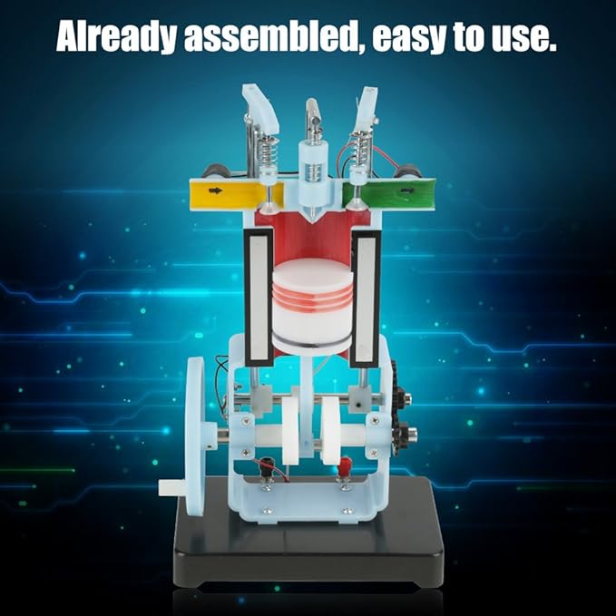 Engine Model,4 Stroke Hand Crank Model Engine Building Kit Scientific Physics Model for Physics Mechanics Experiment Teaching Instrument 4 Stroke