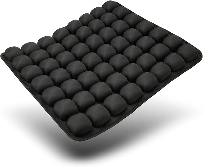 Air Inflatable Travel Seat Cushion, Portable Breathable Comfort Cushion, 56 Air Bubble Design for Airplane, Car, Office Chairs & Home Living – Lightweight & Ergonomic Support,18” x 16”