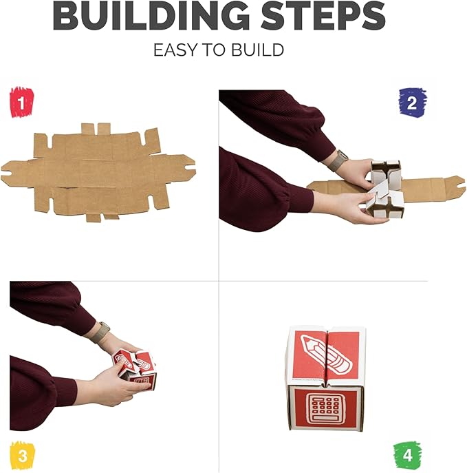 Bankers Box at Play Cardboard ABC/123 Building Learning Blocks, 50 Pack, Larger 3"x 3" Montessori Toy Blocks for Kids and Families