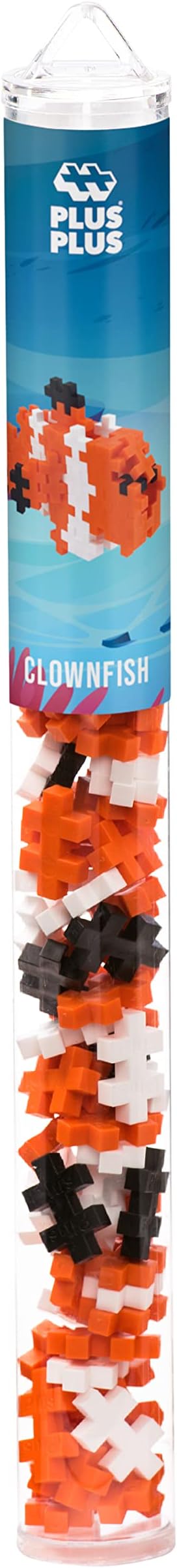 PLUS PLUS 3D Puzzle Building Block Set, 70 Mini Interlocking Pieces, Fun STEM Toys for Kids - Clownfish Mini Maker Tube