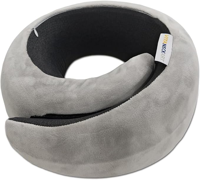 VITANECKART Snail Flexible Neck Pillow, Premium Memory Foam Travel Pillow, 360°Ergonomic Design, Asymmetrical Sides, Suitable for Flight, Car, Office, Washable Pillowcase (Grey)