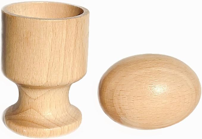 Montessori Materials Wooden Egg with Cup for Toddler Toy