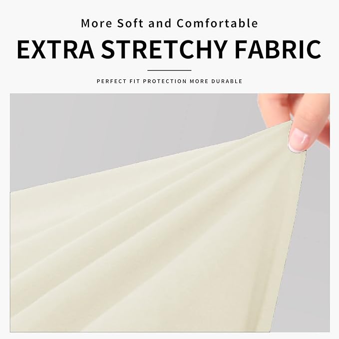 Easy-Going 100% Dual Waterproof Recliner Cover Stretch Soft Couch Cover for Dogs, Sofa Slipcover for Recliner Couch Leakproof Furniture Protector for Kids, Pets Ivory