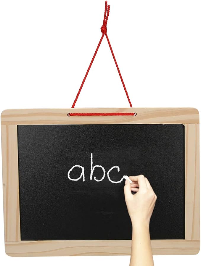 Chalkboard Set, Children Wooden Double Sided Hanging Magnetic Writing Drawing Board Drawing Art Black Board Educational Kids Toy