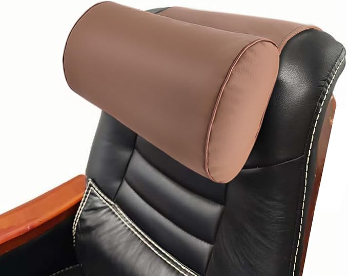 YOUFI Leather Recliner Headrest Pillow with Self-Stabilizing Weighted Base, Adjustable Filling for Head & Neck Support, Soft Neck Pillow for Recliner, Couch, Sofa, Chairs (Brown)
