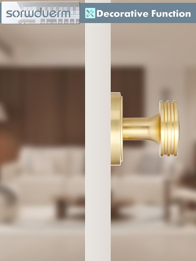 4 Pack Dummy Gold Door Knobs Satin Brass Interior Dummy Door Handle Single Sided Decorative,Zinc Alloy