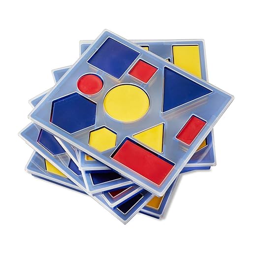 hand2mind Plastic Attribute Blocks Classroom Kit, Geometric Shapes for Kids, Sorting Shapes for Classroom, Montessori Math Manipulatives Kindergarten, Teacher Supplies for Math Classroom (Set of 6)